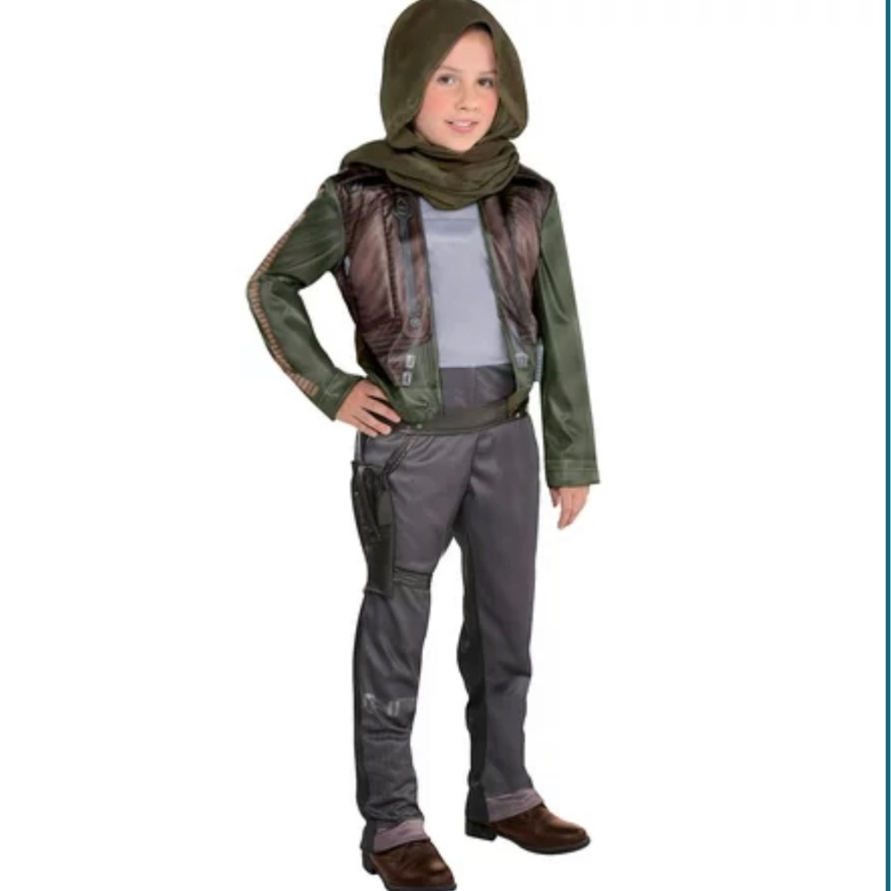 NWT Jyn Erso Costume Rogue One: A Star Wars Story Jumpsuit and Headwrap - Disney
